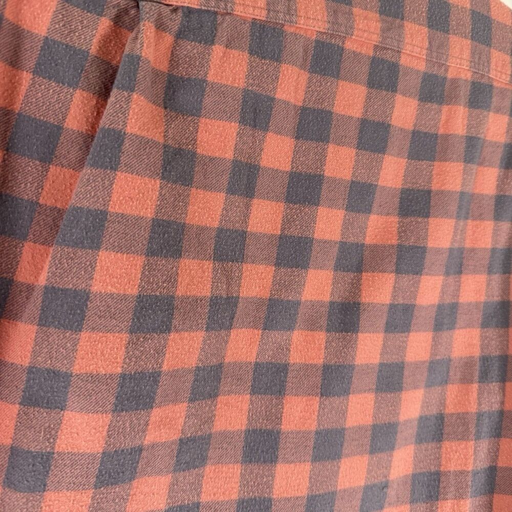 J Crew Flannel Slim Fit Button Down Shirt Men's Medium Orange Plaid Long Sleeve - Picture 8 of 10